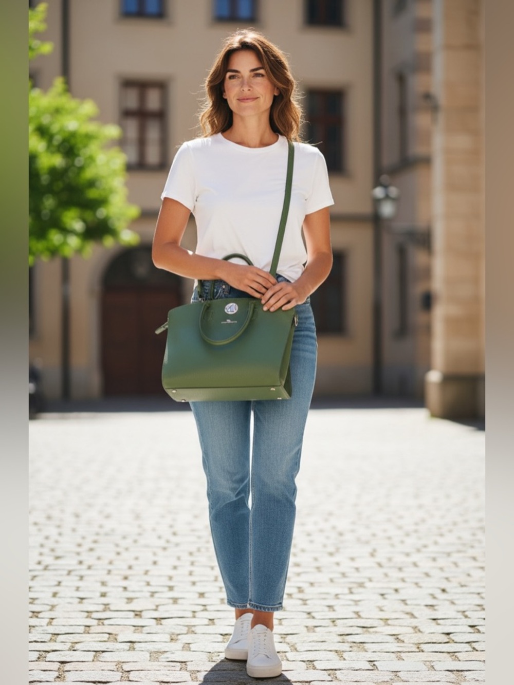 Charlotte Pelletteria Italian Pebbled Leather Shoulder Handbag Top Handle Strap